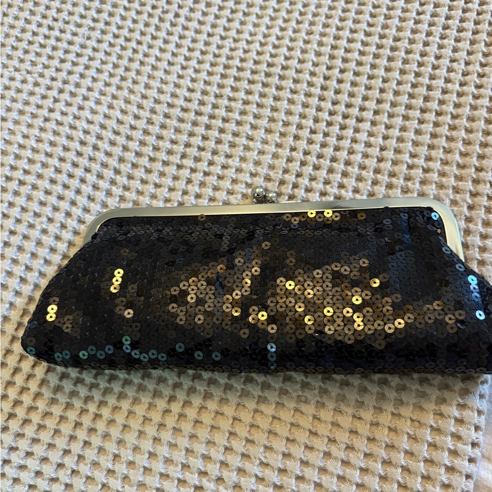 LOFT Black and Gold Mini Bag with Sequin Elegance